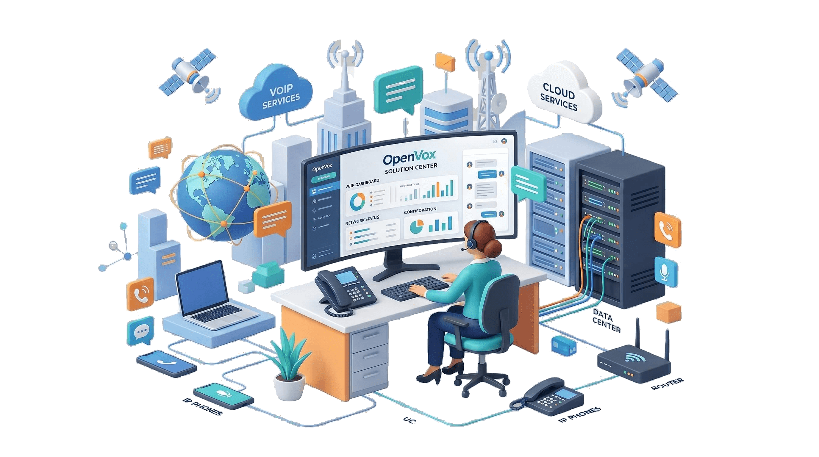 OpenVox solution center topology illustration