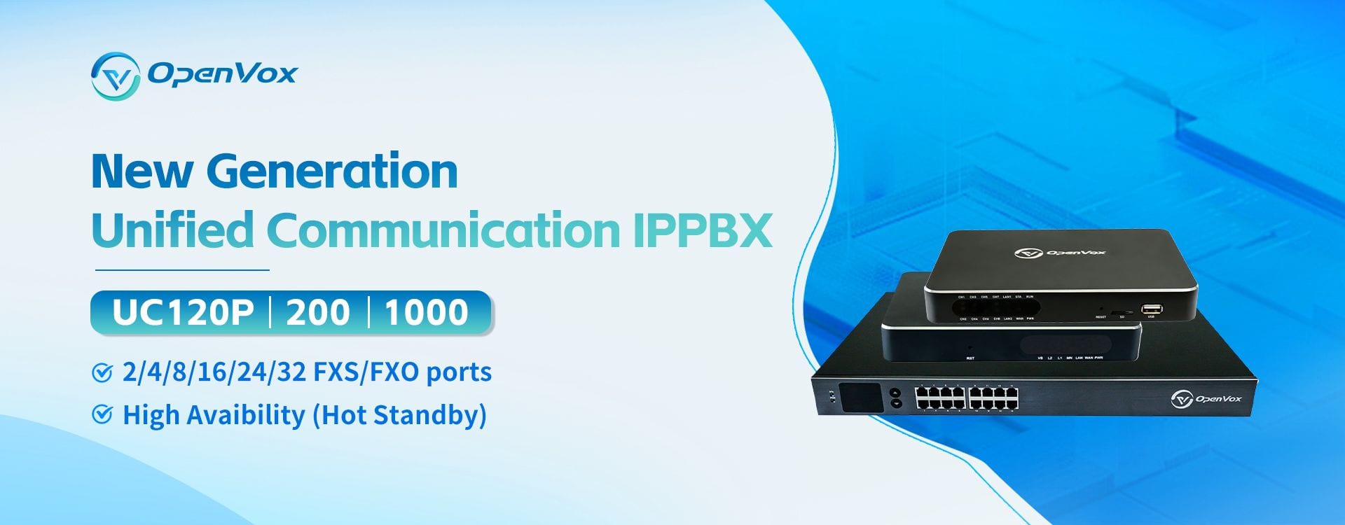 UC120P UC200 UC1000 unified communication IPPBX banner